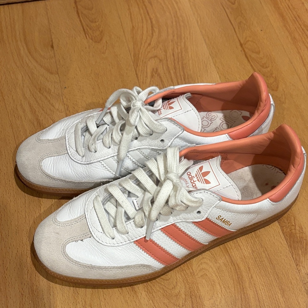 Adidas Women's White and Coral Sneakers